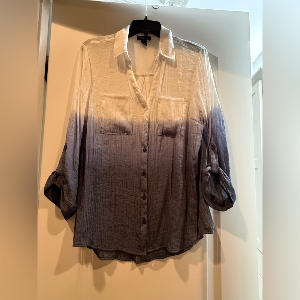 A. Byer Ombre Blue and White Button Down Shirt